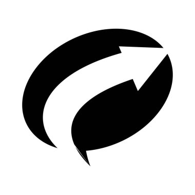 Oval Ok Yönü Vektör Siyah Renk İzole