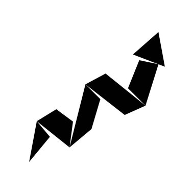 Zikzak Ok Yukarı Yön Vektör Siyah Renk İzole