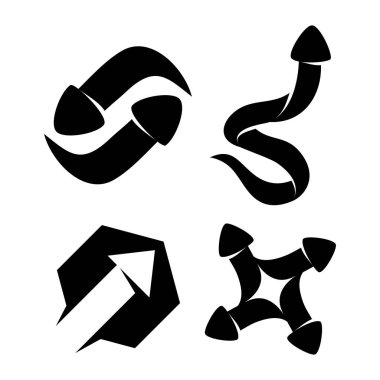 Altıgen transfer Ok Yönü Vektör Siyah Renk seti