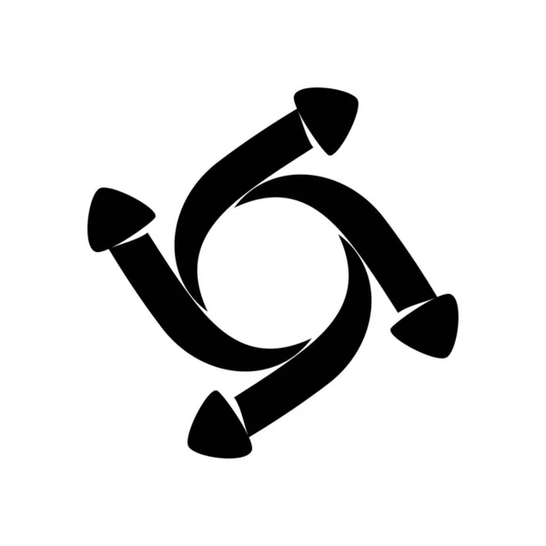4 ガイド矢印回転方向ベクトル 黒色分離 — ストックベクタ
