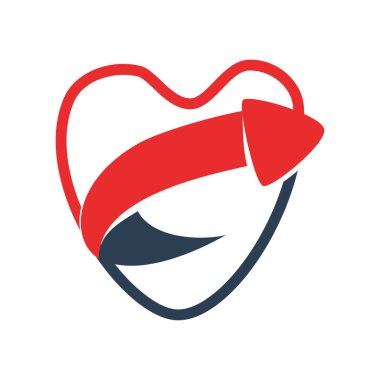 Love Heart Arrow Yön Vektör renk Izole