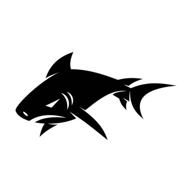 Shark logo tasarım Badge vektör izole illüstrasyon şablonu