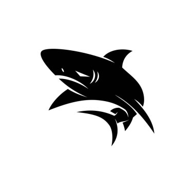 Shark Animal logo tasarımı izole modern illüstrasyon şablonu