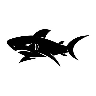 Shark logosu Karakter tasarım vektör izole kavram şablonu
