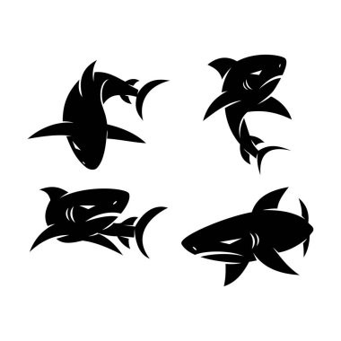 Shark logo tasarım vektör seti modern illüstrasyon şablonu