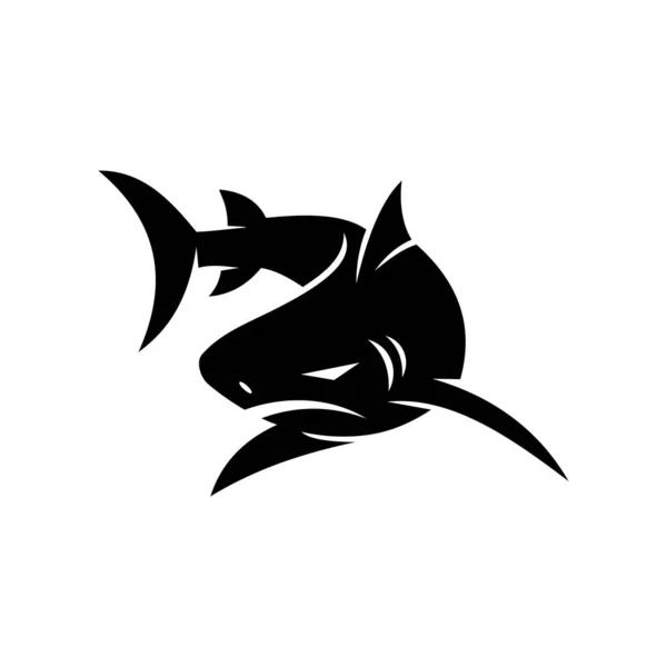 Modèle d'illustration moderne vectoriel de conception de logo Shark Badge — Image vectorielle