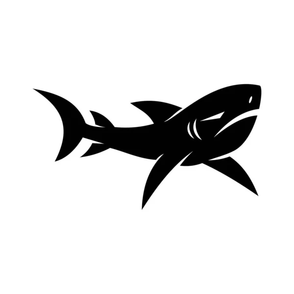 Shark logo design vector Plantilla de ilustración aislada de insignia — Archivo Imágenes Vectoriales