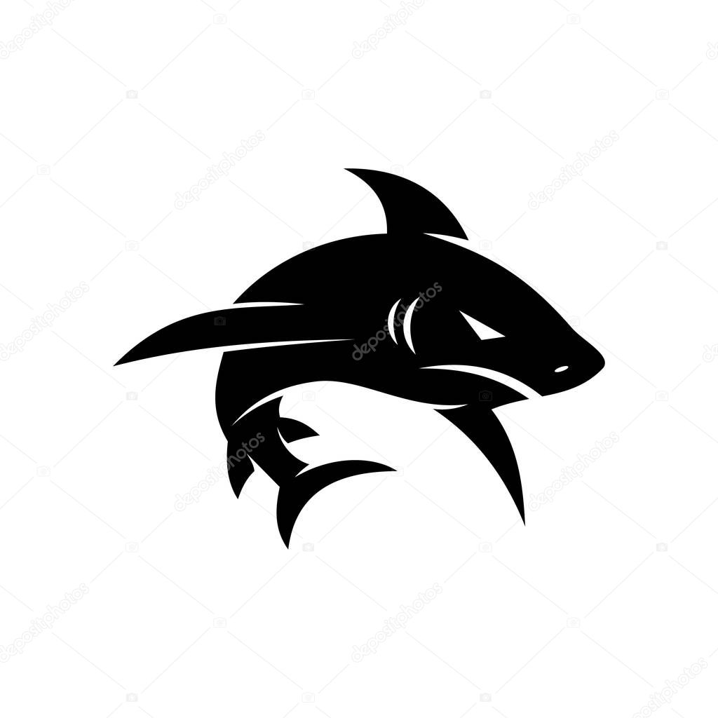 Black Shark logo design vector isolated modern template