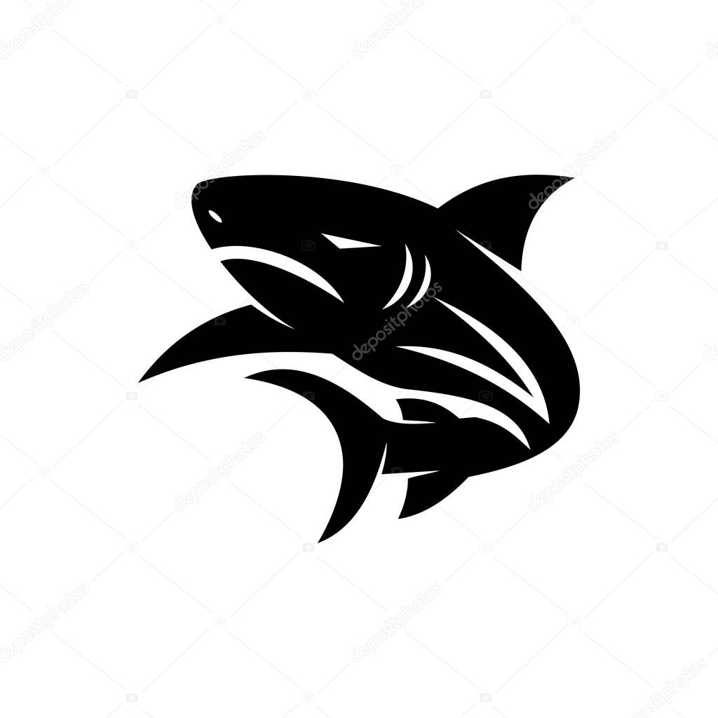 Shark logo design vector Label illustration concept template