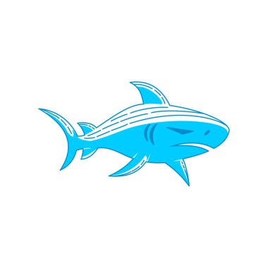 Shark Maskot logo tasarımı Anahat izole konsept şablonu