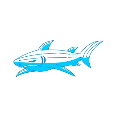 Shark logo tasarımı Element vektör Anahat yalıtılmış şablon