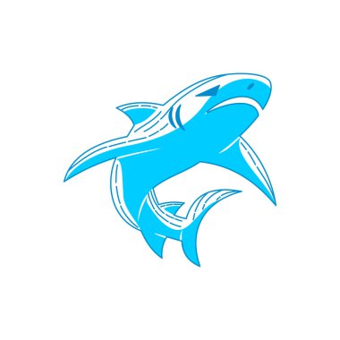 Shark amblem logosu vektör Anahat izole illüstrasyon şablonu