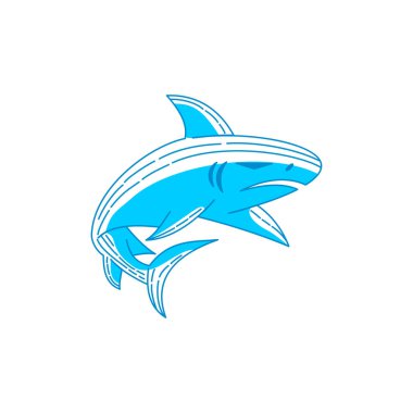 Shark logo Kavramı illüstrasyon vektör Anahat izole şablon
