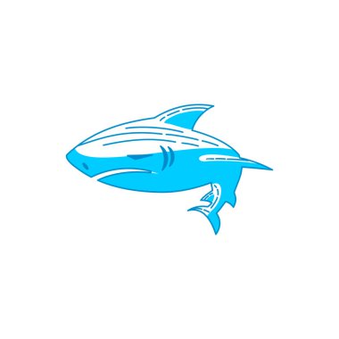 Shark Fauna logo tasarım vektör Anahat izole kavram şablonu
