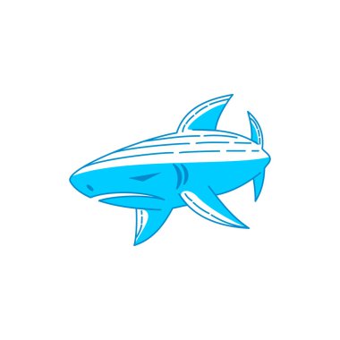 Shark logo tasarım vektör Anahat düzenlenebilir illüstrasyon şablonu
