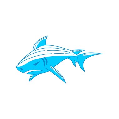 Shark su logosu tasarımı Anahat illüstrasyon kavram şablonu