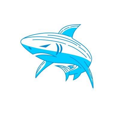 Shark Power logo tasarım vektör Anahat izole kavram şablonu