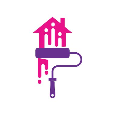 Fırça Boyacısı Ev logosu Boyama Servisi izole edildi