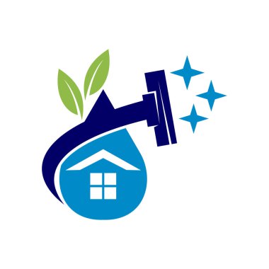 Temizlik Servisi Su sileceklerini Bırak İş logosu tasarım şablonu 