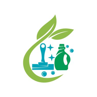 Temizlik Servisi Eko Temizleyici İş logosu tasarımı Şablonu Vektörü