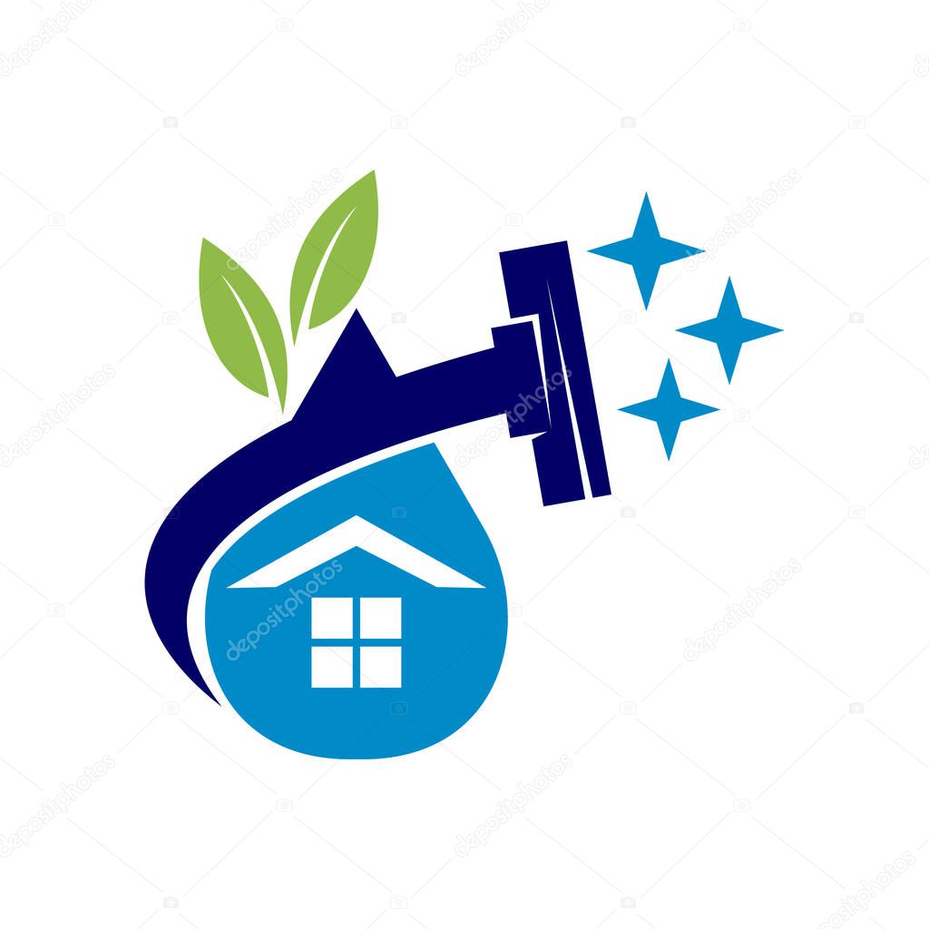 Cleaning Service Business logo design, Eco Friendly Concept for Interior, Home and Building