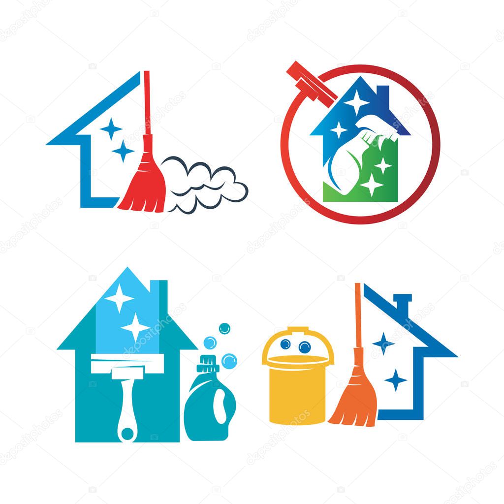 Cleaning Service Business logo design, Eco Friendly Concept for Interior, Home and Building