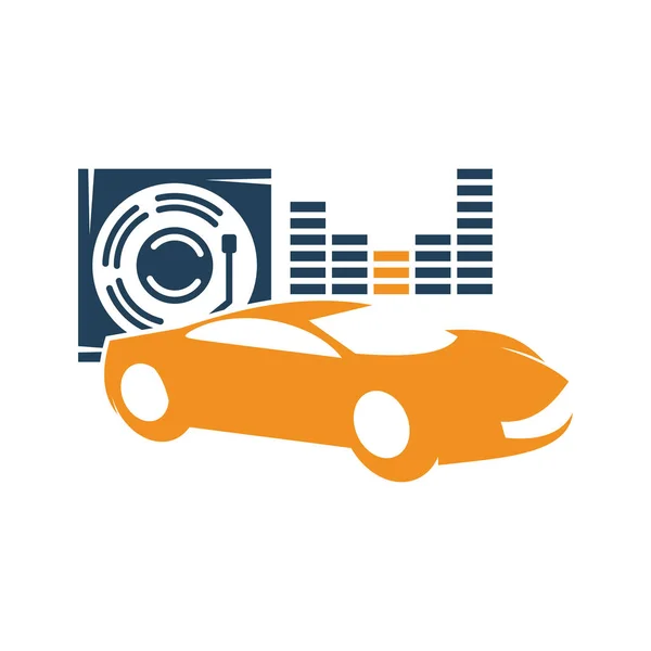 Símbolo aislado del icono de la plantilla del logotipo del volumen del disco del sistema de audio del coche — Archivo Imágenes Vectoriales