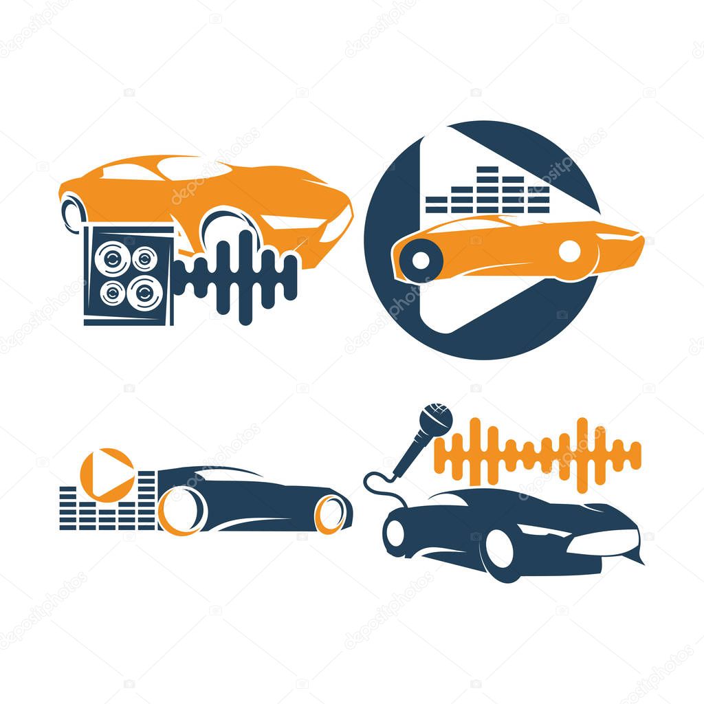 Audio Car System Logo Template set speaker mic volume