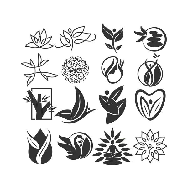 Натуральний спа логотип Колекція Дизайн Піктограма Векторний набір шаблонів — стоковий вектор