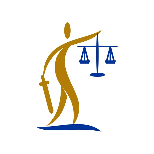 Law Justice Firm Lidé Meč Balance logo Design ikona Izolované — Stockový vektor