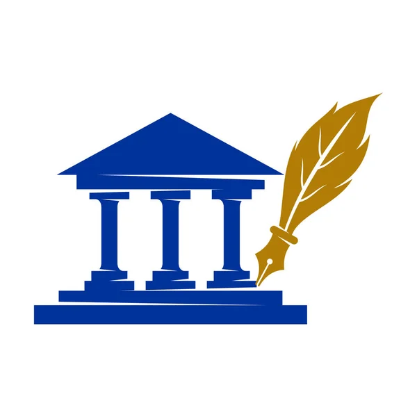 Юридична фірма Courthouse Pen логотип Дизайн Векторна ікона Ізольовані — стоковий вектор