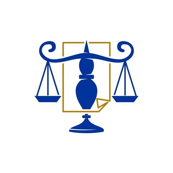 Ley Justicia Firma Equilibrio Escala Papel logo Diseño Vector icono — Archivo Imágenes Vectoriales