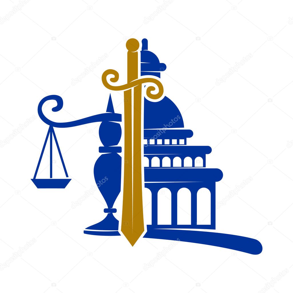 Law Justice Firm logo Design Vector icon template Isolated