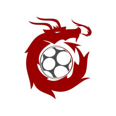 Dragon Futbol Logosu Tasarımı Maskot Şablonu İzole Edildi 