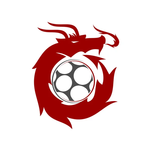 Drache Fußball Logo Design Maskottchen Vorlage Vektor isoliert — Stockvektor