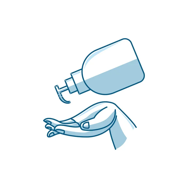 Händewaschen Illustration Desinfektionsmittel Flüssigseife Vektorsymbol — Stockvektor