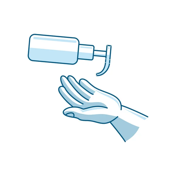 手を洗うイラスト サニタイザー液体石鹸ベクトルアイコン — ストックベクタ