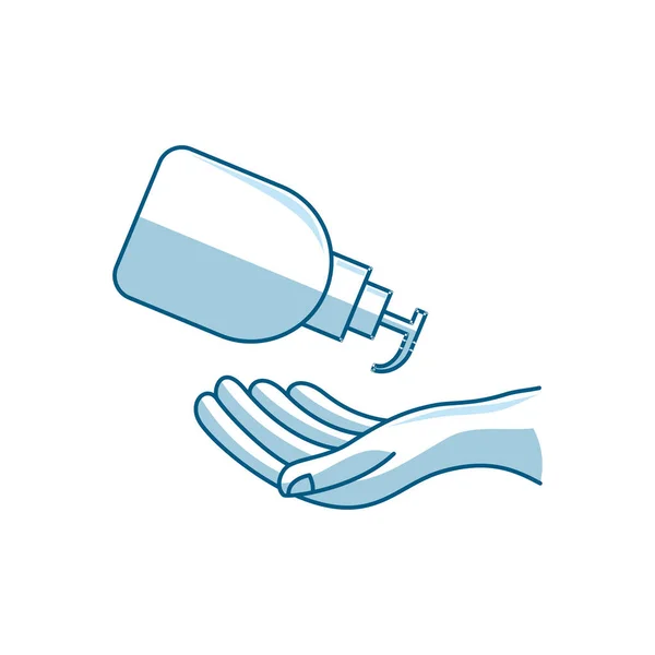 手を洗うイラスト サニタイザー液体石鹸ベクトルアイコン — ストックベクタ