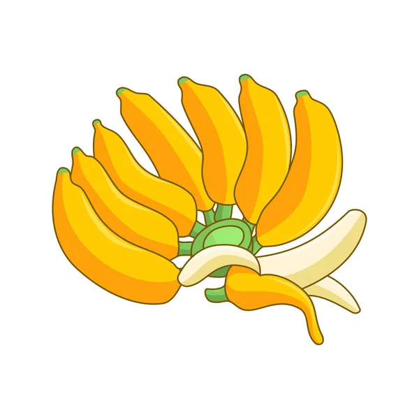 Kreskówkowe Banany Obierać Banany Żółte Owoce Banany Owoce Tropikalne Bananowa — Wektor stockowy