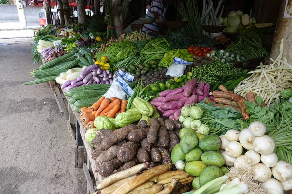 Ripe Vegetables Stacked Counter Local Market Fruit Vegetable Sri Lanka — Stock Photo, Image