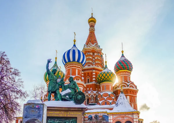 001 Basil Cathedral Vykort Syn Röda Torget Och Moskva Ryssland — Stockfoto