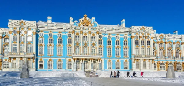 Sankt Petersburg Ryssland Vyerna Catherine Slotten Vintern Den Berömda Platsen — Stockfoto