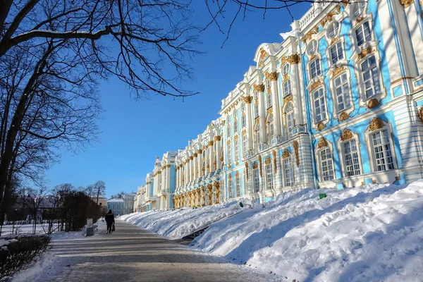 Sankt Petersburg Ryssland Vyerna Catherine Slotten Vintern Den Berömda Platsen — Stockfoto