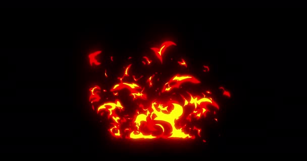ビッグボム3ステップスロー漫画火災爆発アニメーション 爆弾3段スローファイア爆発 大2Dアニメーション漫画火災激怒炎の4K — ストック動画