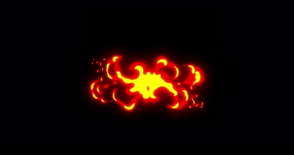 Animation Einer Stufigen Cartoon Feuerexplosion Stufige Feuerexplosion Kleines Mittleres Großes — Stockvideo