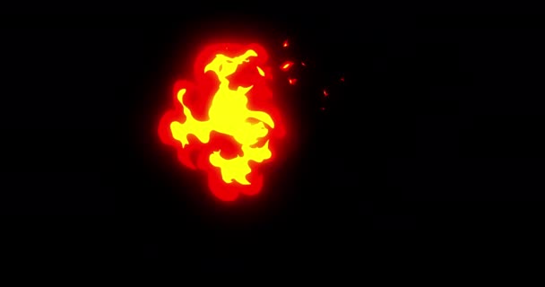 漫画炎アニメーション 中央から撮影された炎のアニメーション 第二アニメーション漫画火災激怒炎の4K — ストック動画