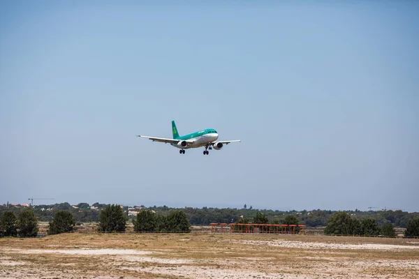 Faro Portugalia Lipca 2018 Samolot Pasażerski Aer Lingus Przyjazd Tofaro — Zdjęcie stockowe