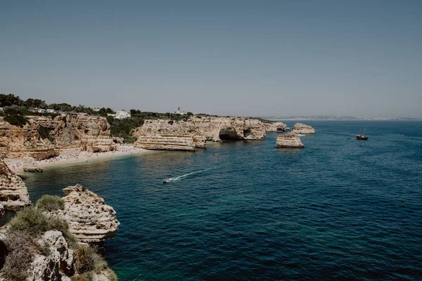 Deniz Kuvvetleri Deniz Praia Marinha Portekiz Ünlü Plajlarından Lagoa Belediyesi — Stok fotoğraf