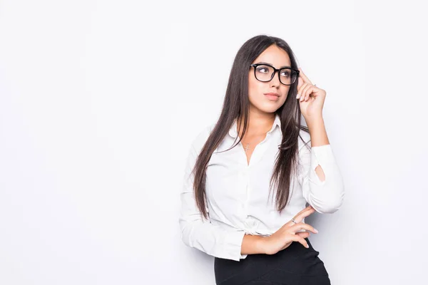 Portrait Smiling Business Woman Isolated White Background — Stock Photo, Image