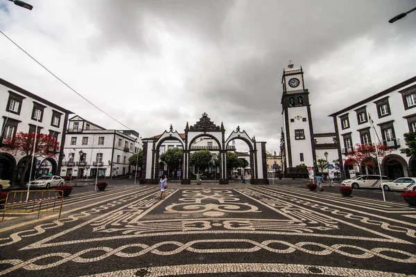 Uitzicht Stad Met Haven Van Ponta Delgada Hoofdstad Van Azoren — Stockfoto